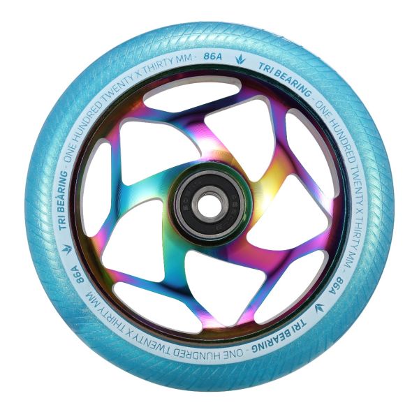 Tri Bearing Scooter Wheel - 120mm/30mm - Oil Slick/Teal